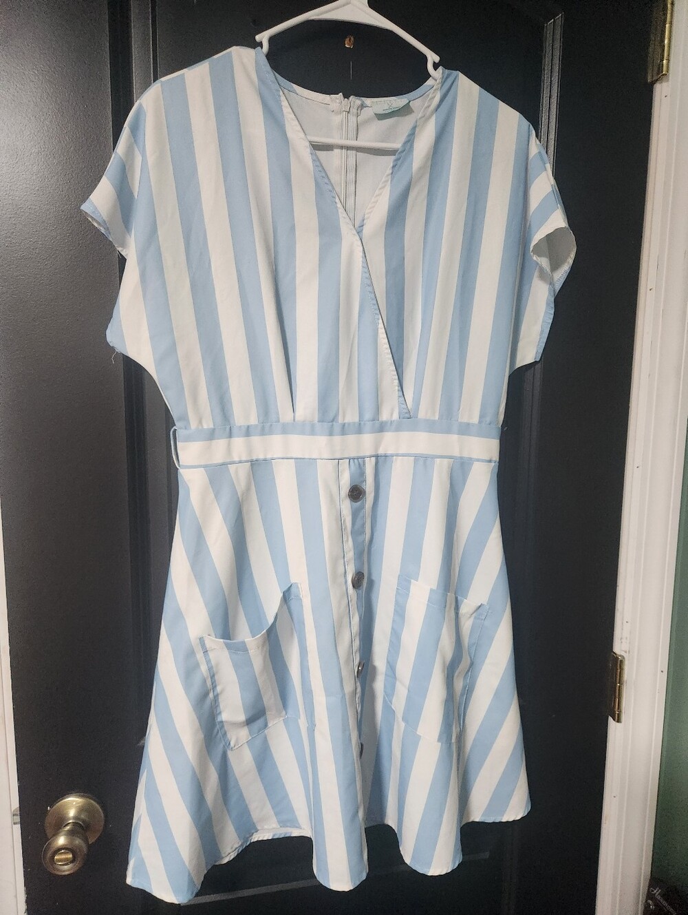 Womens Blue and White Striped Dress